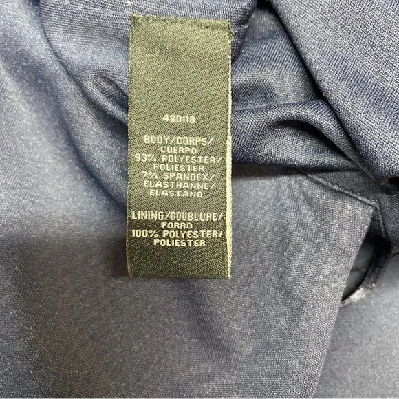 NERO by Jatin Varma Navy Blue Scuba Ruffle Cocktail Dress. - Picture 12 of 13